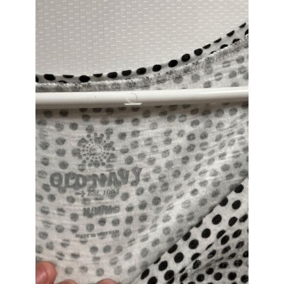 Old Navy Womens Black White Long Sleeve Round Neck Polka Dot Sequin Top Size Med - Picture 5 of 5